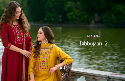 Bibbojaan Vol 2 Lily Lali Vichitra Silk Readymade Anarkali Suits Supplier