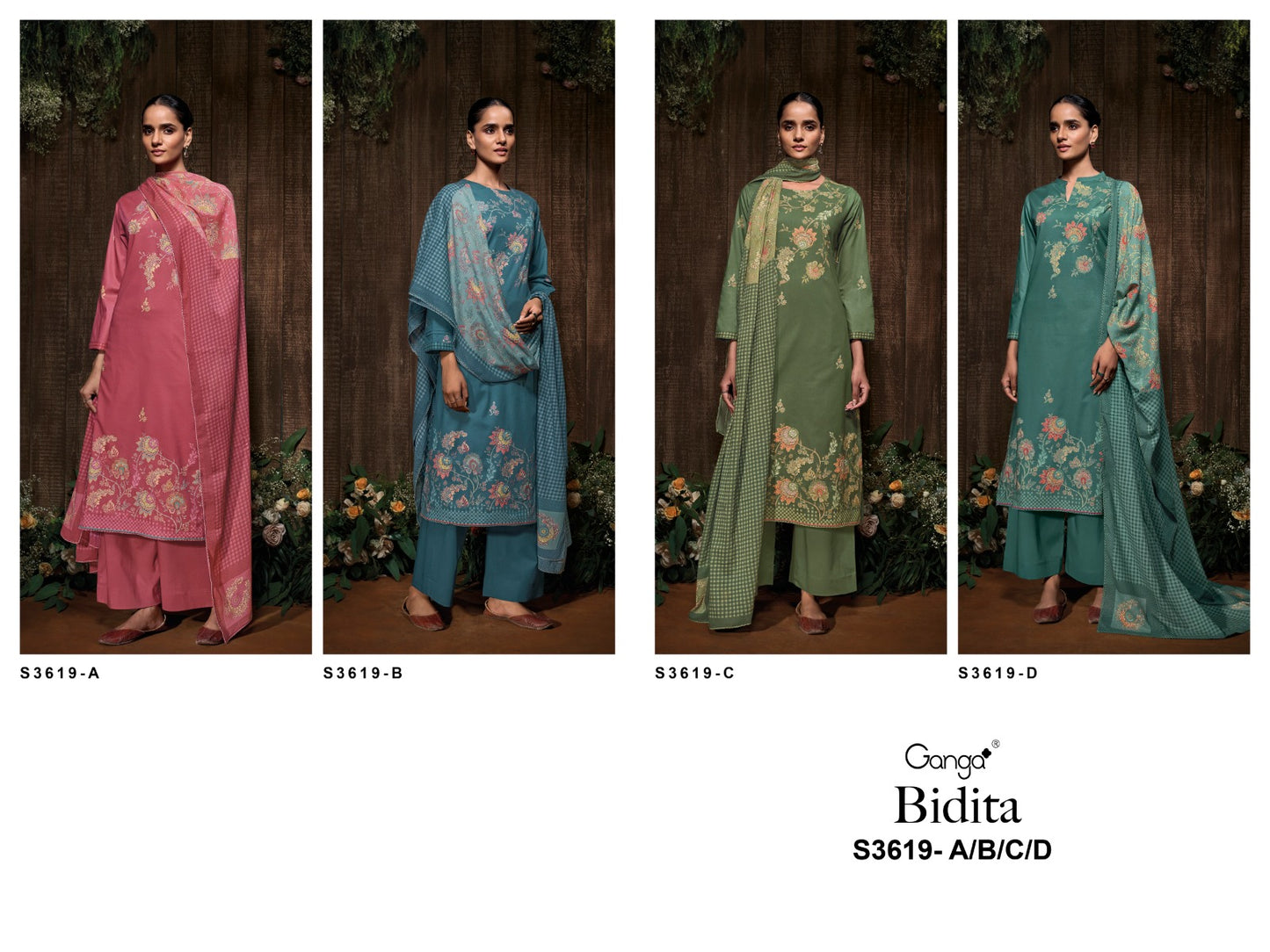 Bidita 3619 Ganga Premium Cotton Plazzo Style Suits Exporter India