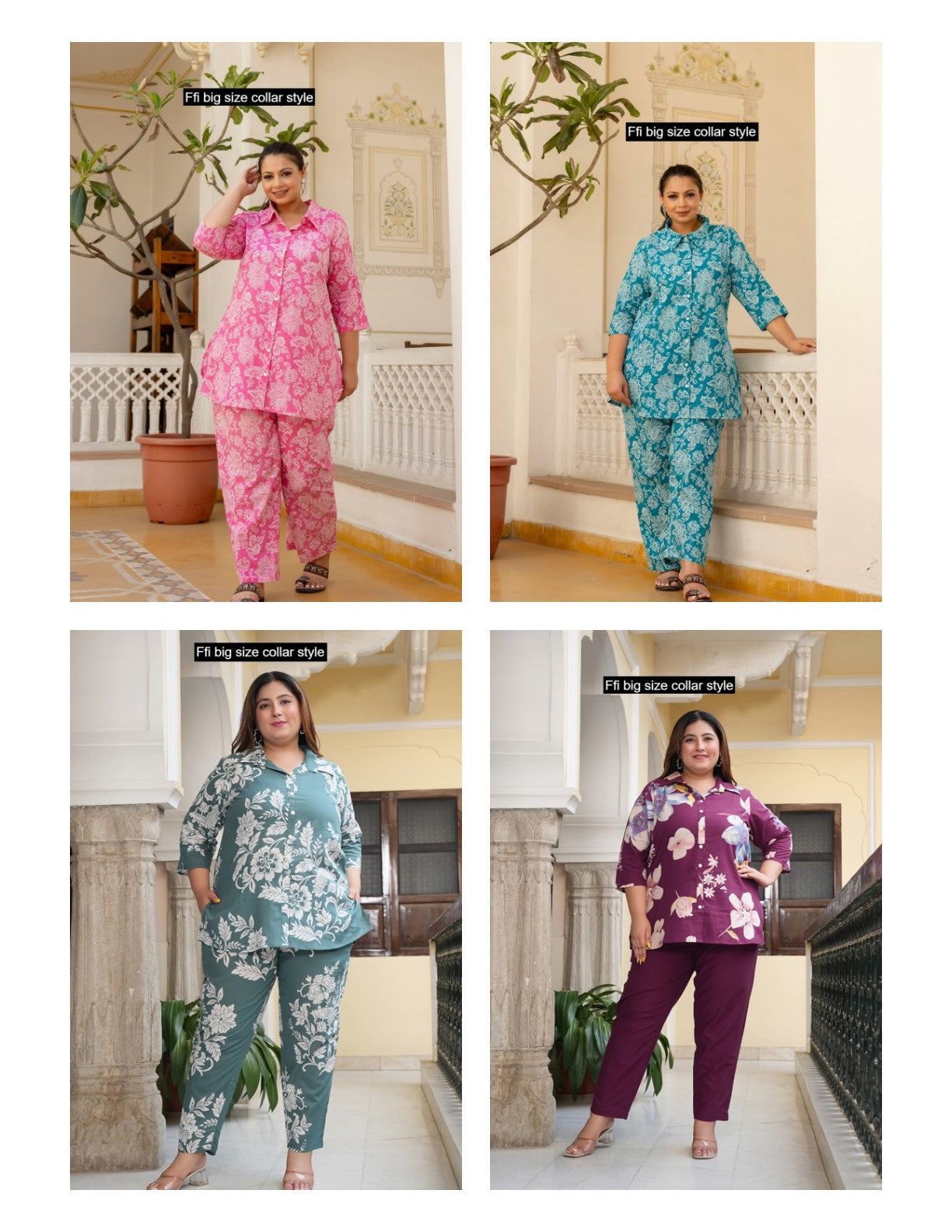 Big Size Collar Style Ffi Cotton Co Ord Set Wholesaler