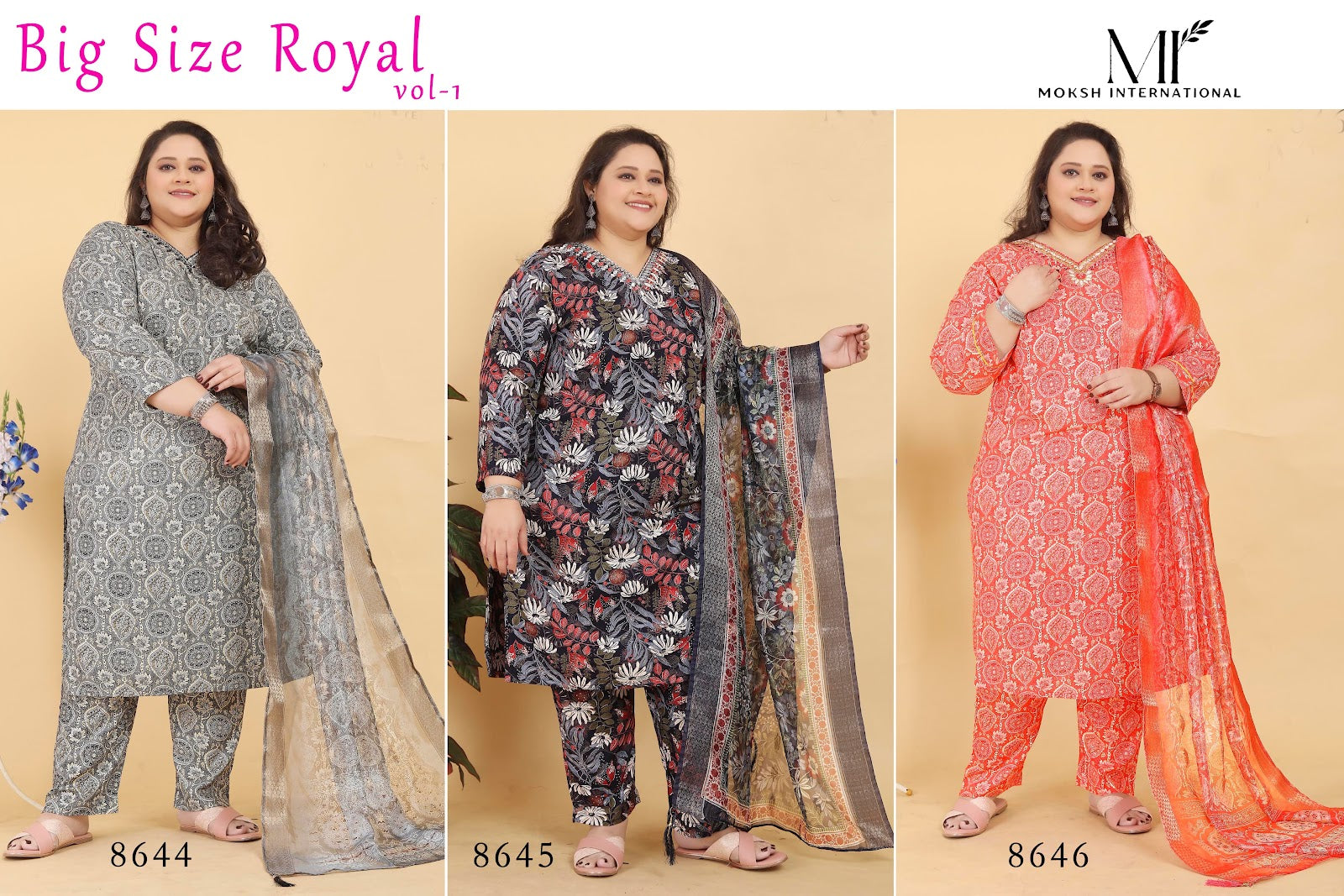 Big Size Royal Vol 1 8644-8646 Moksh Rayon Readymade Suits Manufacturer