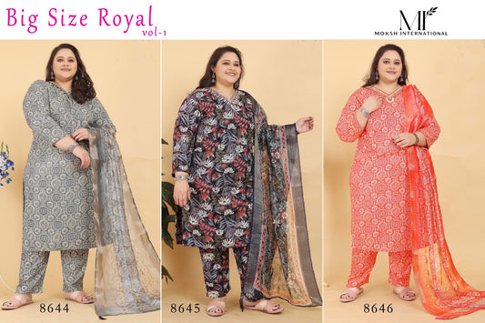 Big Size Royal Vol 1 8644-8646 Moksh Rayon Readymade Suits Manufacturer