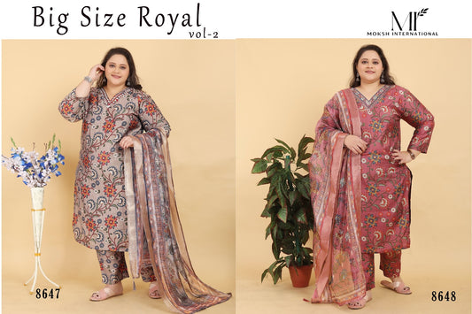 Big Size Royal Vol 2 8647 -8648 Moksh Premium Viscose Readymade Suits Wholesaler Ahmedabad