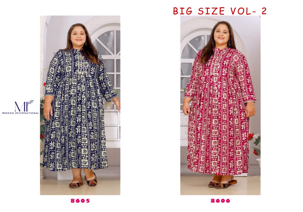 Big Vol 2 8605-8606 Moksh Premium Plus Size Kurtis Exporter Gujarat