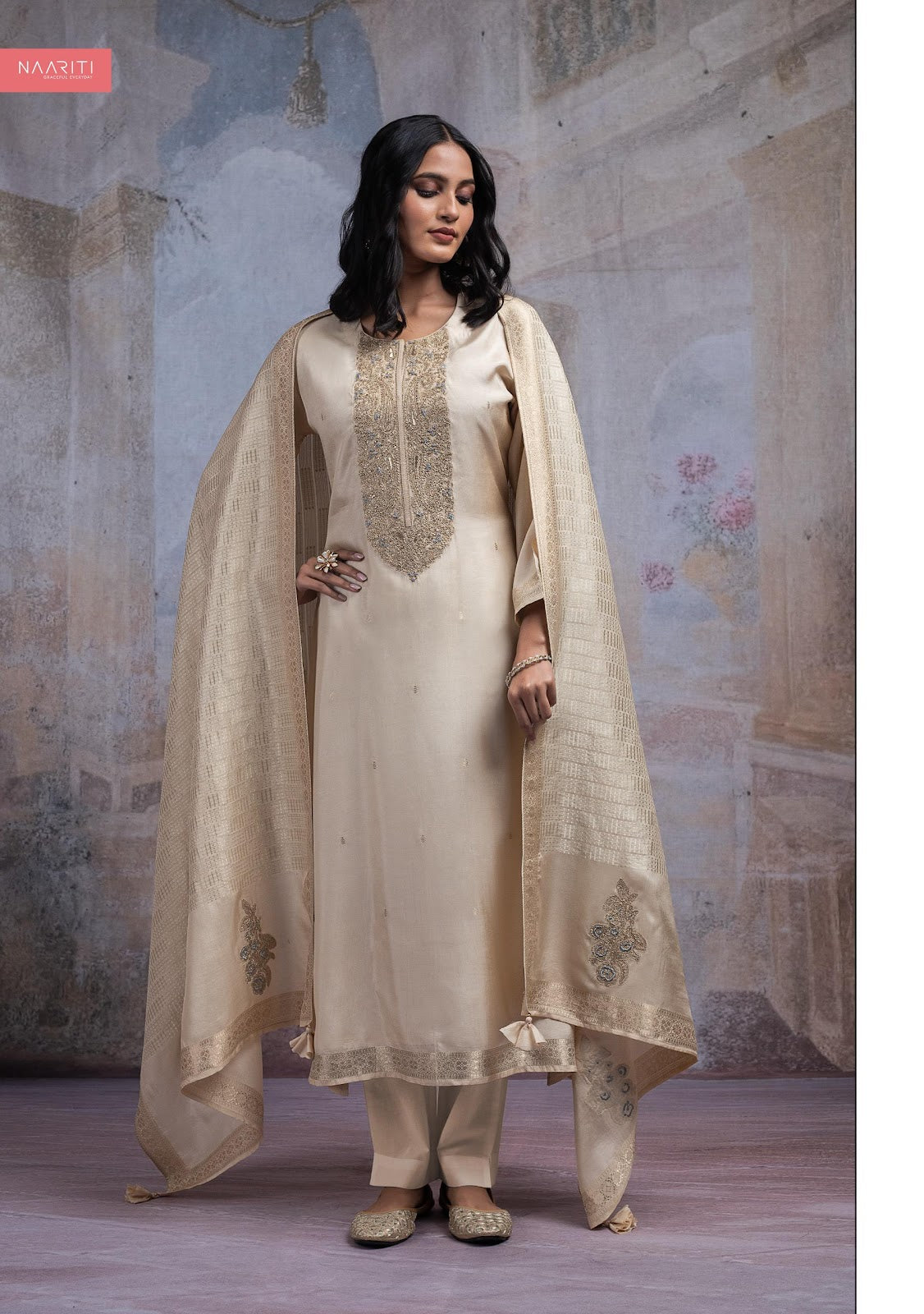 Bilaafi Naariti Silk Jacquard Pant Style Suits Exporter Gujarat