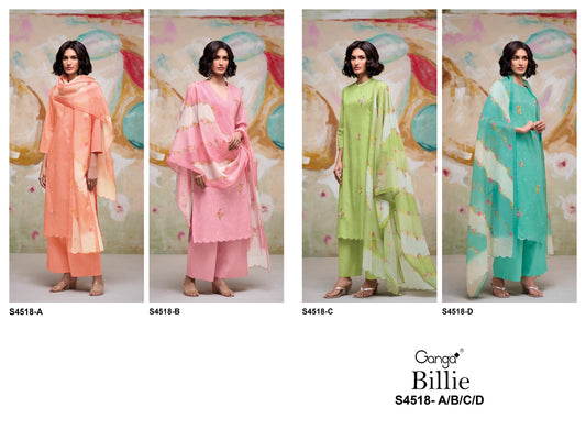 Billie 4518 Ganga Cotton Plazzo Style Suits Manufacturer India