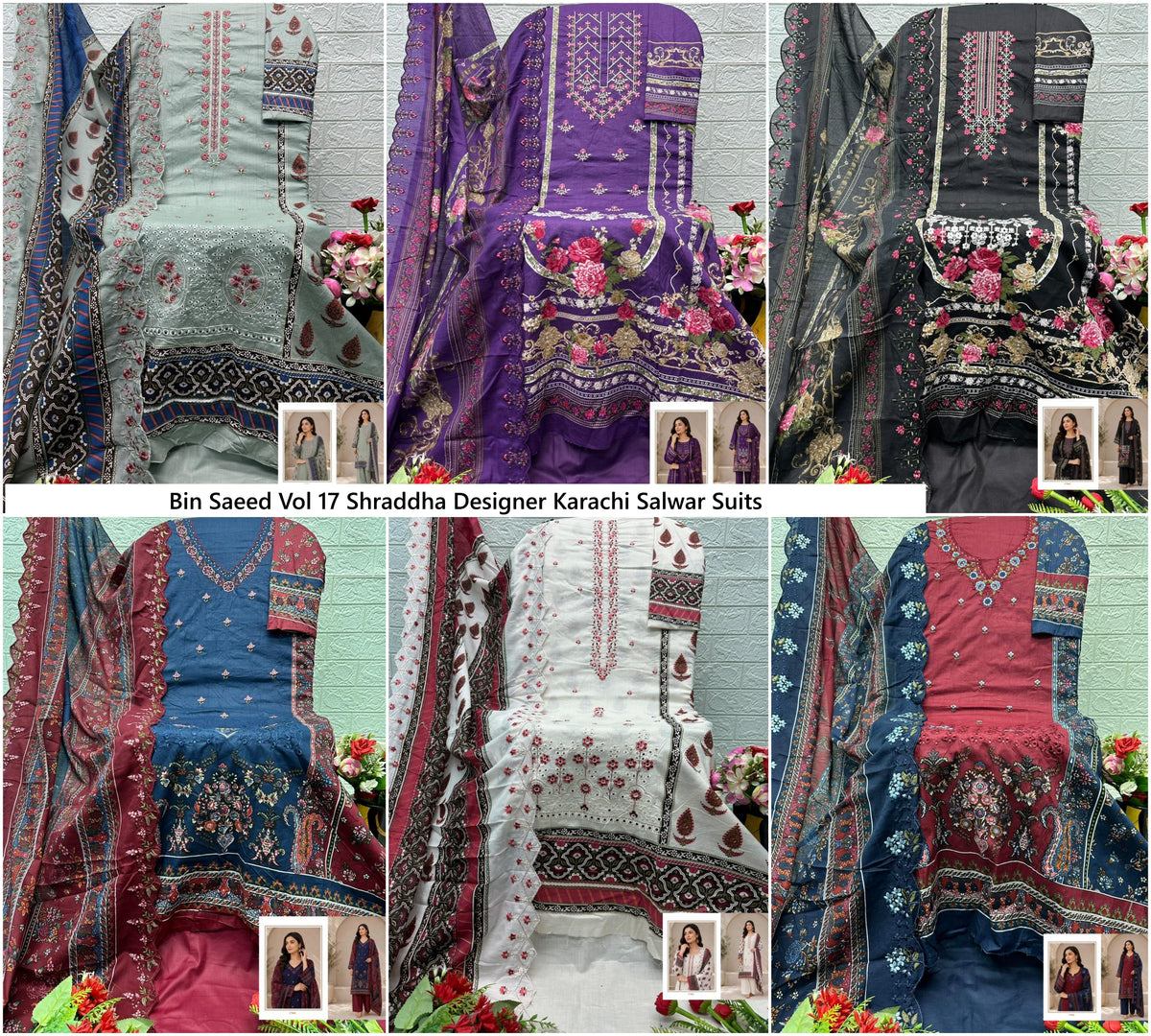 Bin Saeed Vol 17 Shraddha Designer Cotton Karachi Salwar Suits Exporter Gujarat