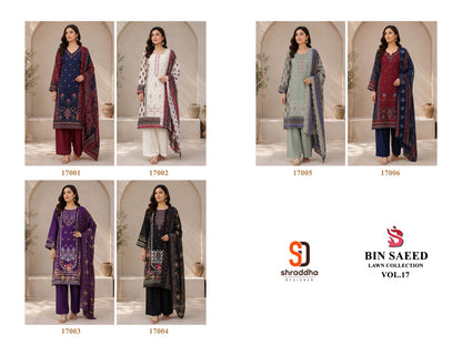 Bin Saeed Vol 17 Shraddha Designer Cotton Karachi Salwar Suits Exporter Gujarat
