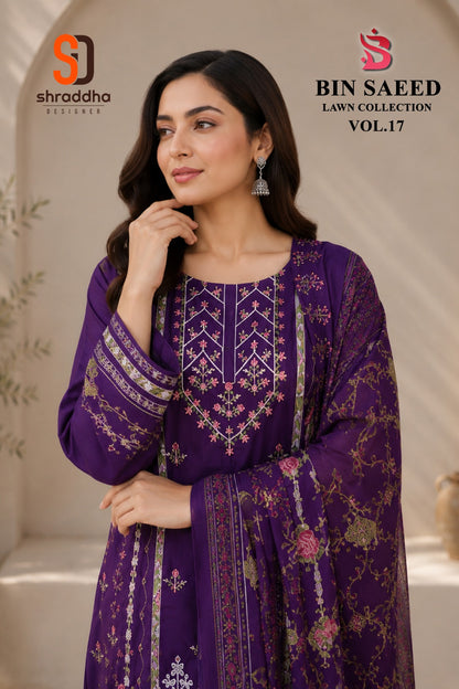 Bin Saeed Vol 17 Shraddha Designer Cotton Karachi Salwar Suits Exporter Gujarat
