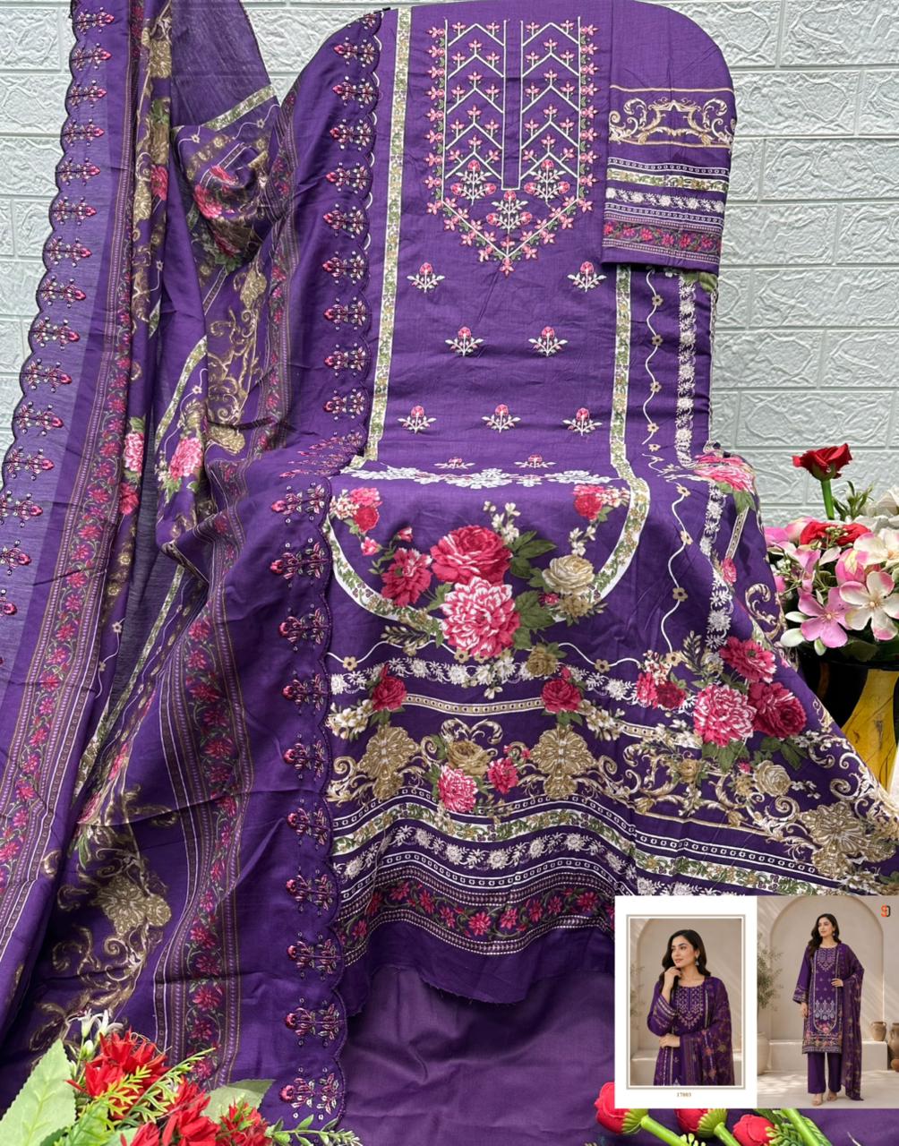 Bin Saeed Vol 17 Shraddha Designer Cotton Karachi Salwar Suits Exporter Gujarat