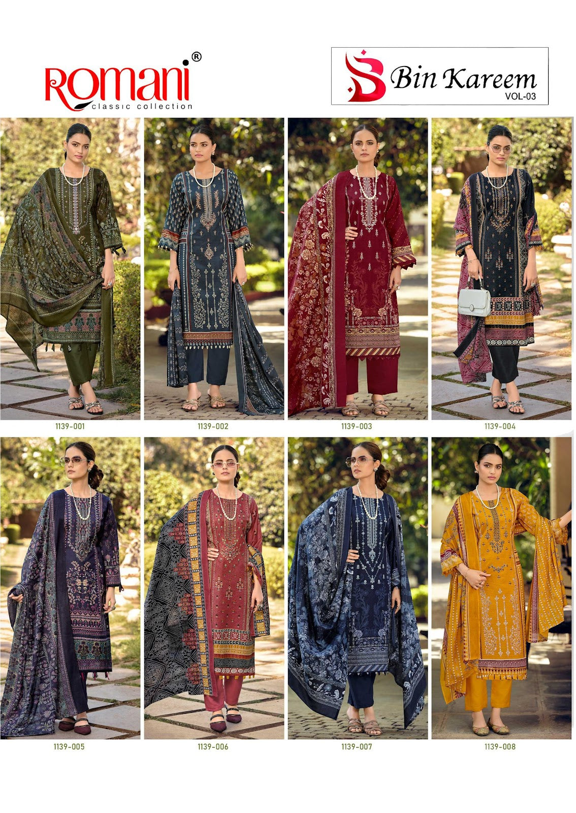 Bin Kareem Vol 3 Romani Mix Cotton Karachi Salwar Suits Supplier Ahmedabad