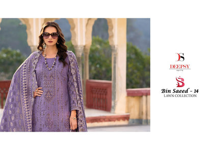 Bin Saeed 14 Lawn Collection Deepsy Cotton Karachi Salwar Suits Supplier Gujarat