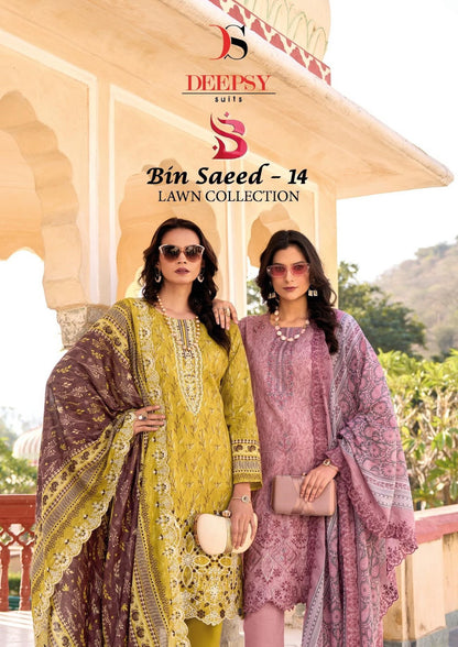 Bin Saeed 14 Lawn Collection Deepsy Cotton Karachi Salwar Suits Supplier Gujarat