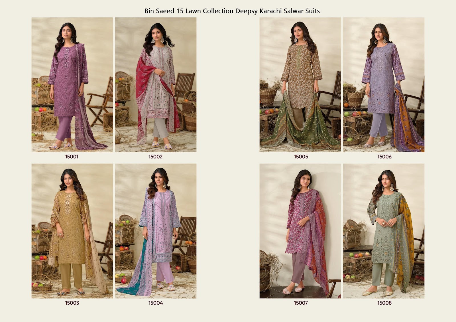 Bin Saeed 15 Lawn Collection Deepsy Cotton Karachi Salwar Suits Supplier Ahmedabad