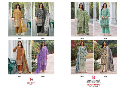 Bin Saeed 18 Lawn Collection Deepsy Cotton Karachi Readymade Suits Supplier India