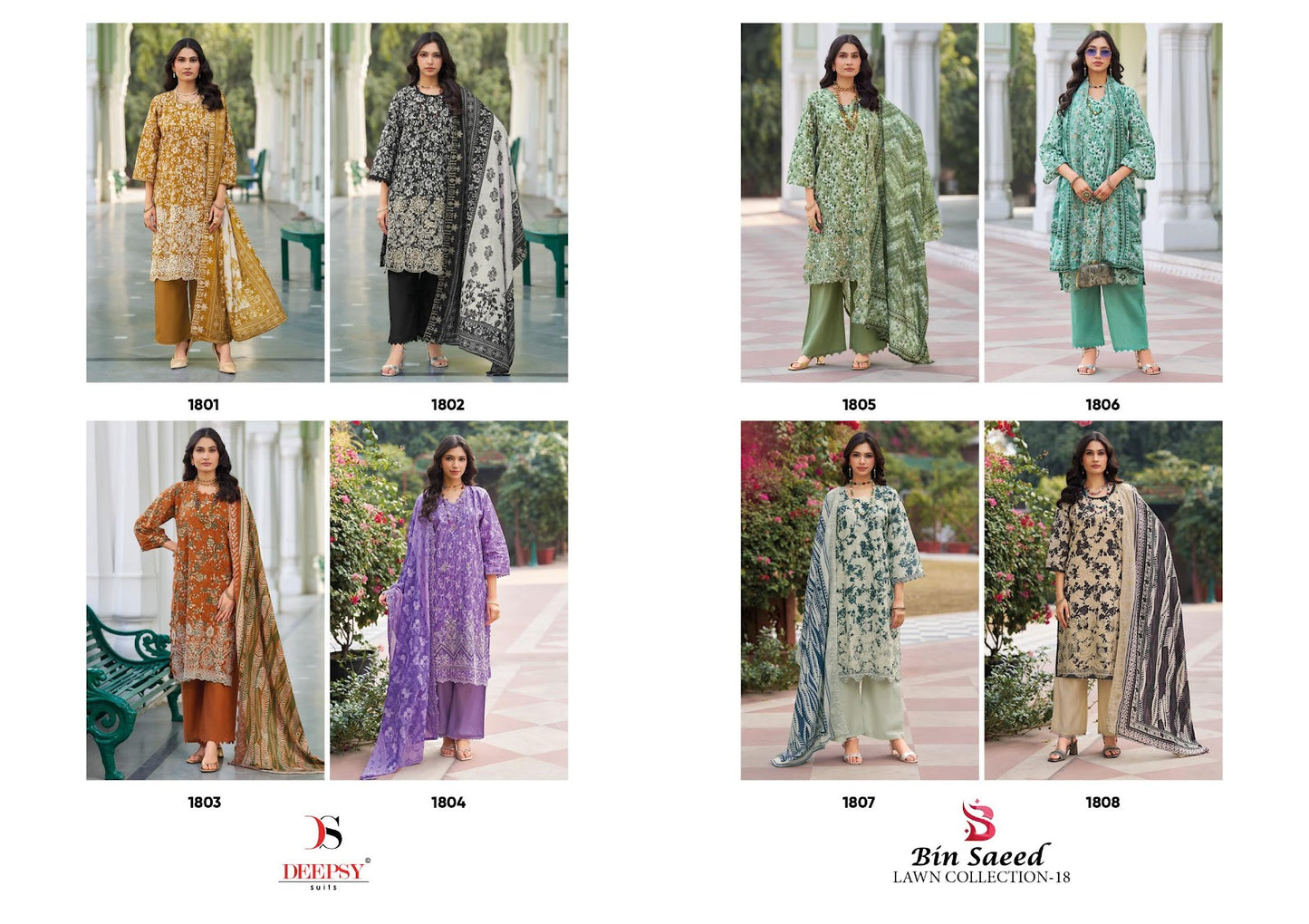Bin Saeed 18 Lawn Collection Deepsy Cotton Karachi Salwar Suits Manufacturer Ahmedabad