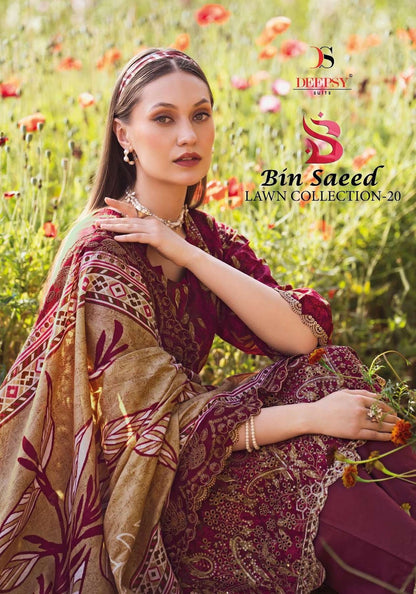 Bin Saeed 20 Lawn Collection Deepsy Cotton Karachi Salwar Suits Exporter Gujarat