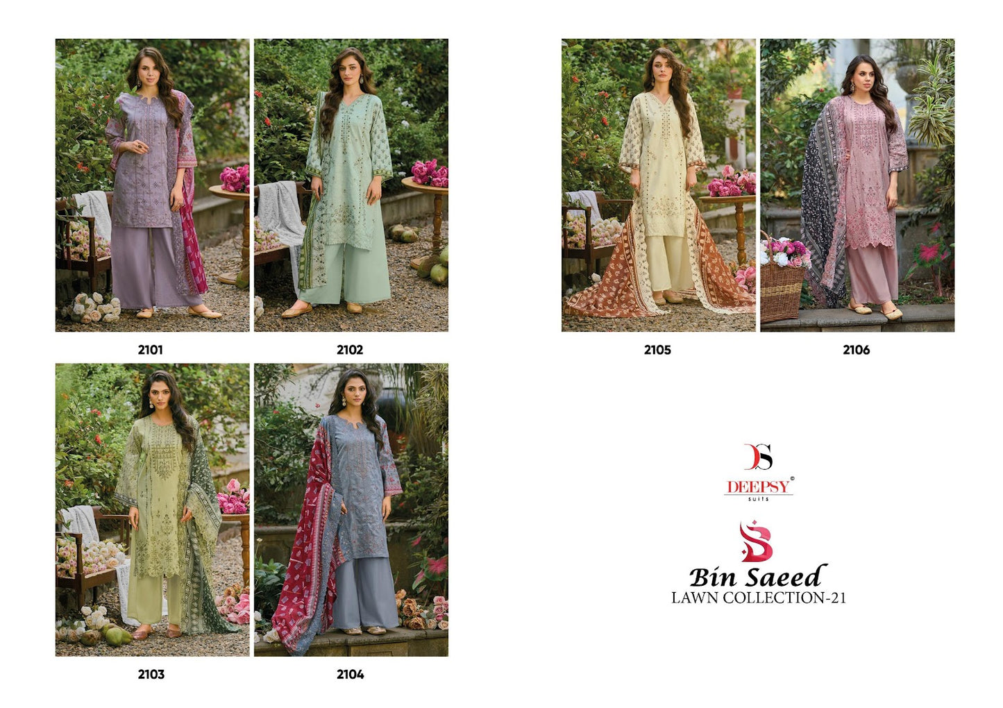 Bin Saeed 21 Lawn Collection Deepsy Cotton Karachi Salwar Suits Exporter Gujarat
