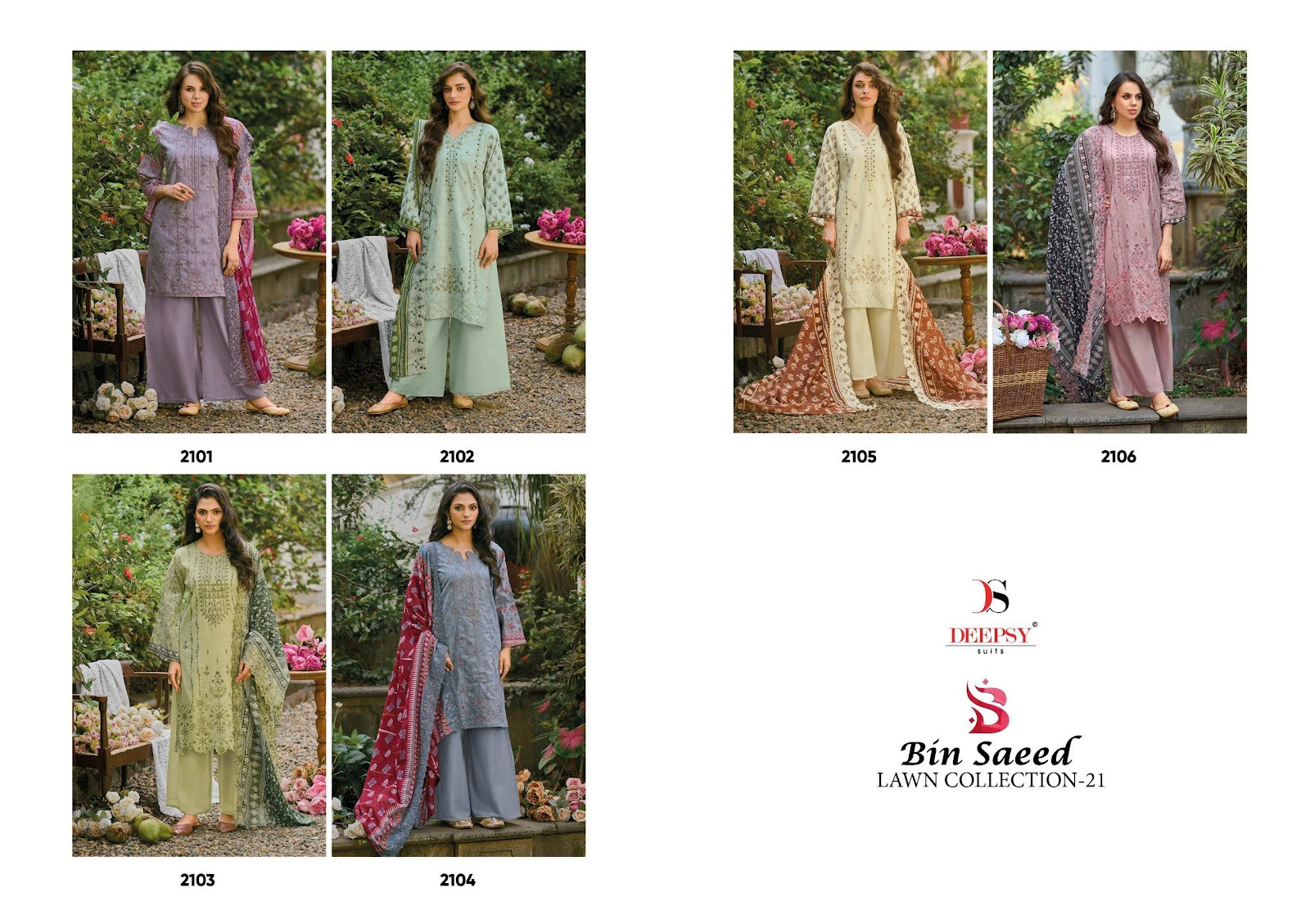 Bin Saeed 21 Lawn Collection Deepsy Cotton Karachi Salwar Suits Exporter Gujarat