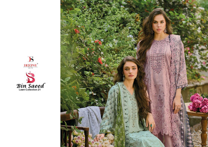 Bin Saeed 21 Lawn Collection Deepsy Cotton Karachi Salwar Suits Exporter Gujarat