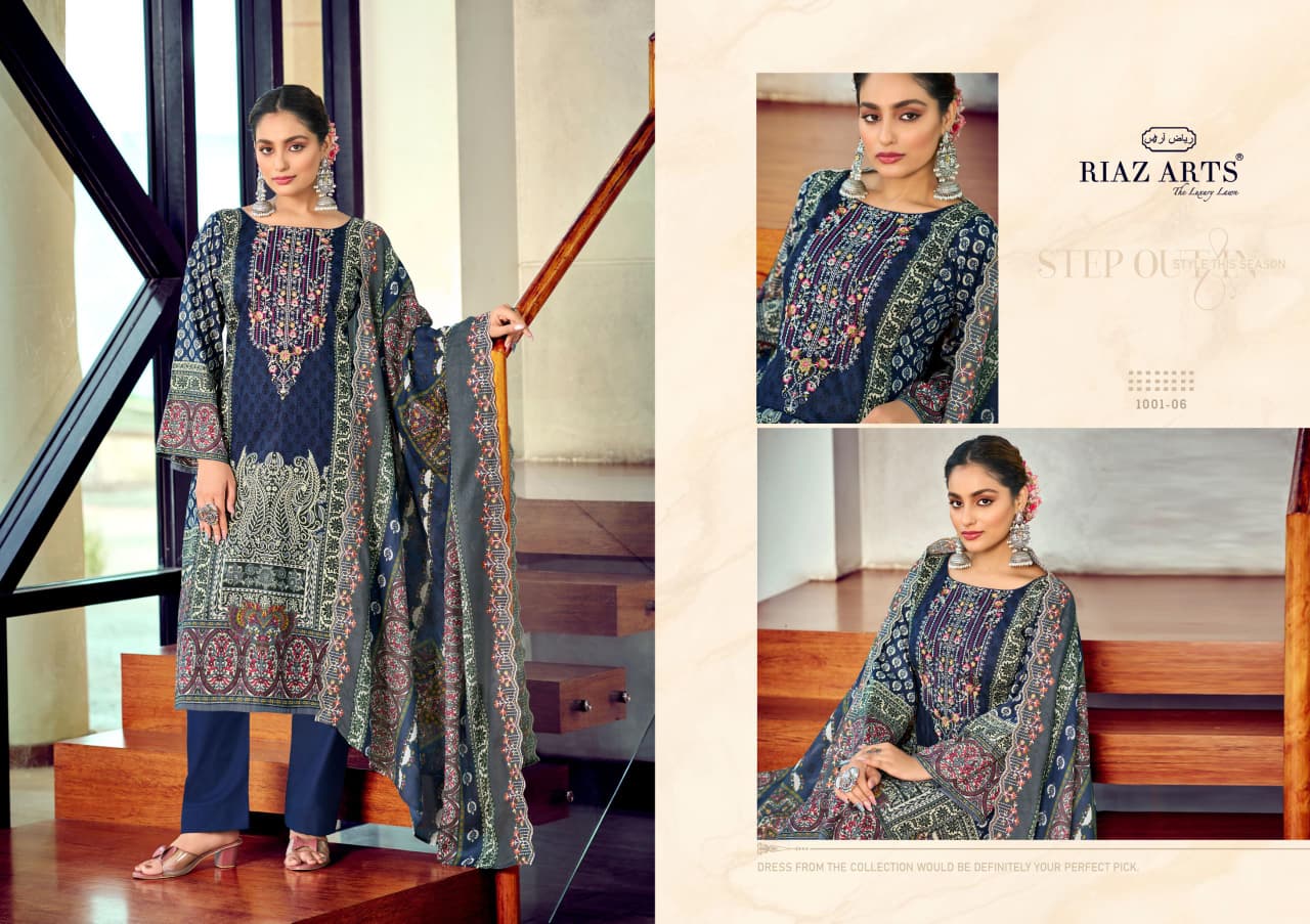 Bin Saeed 2904 Riaz Art Cambric Lawn Karachi Salwar Suits Manufacturer India