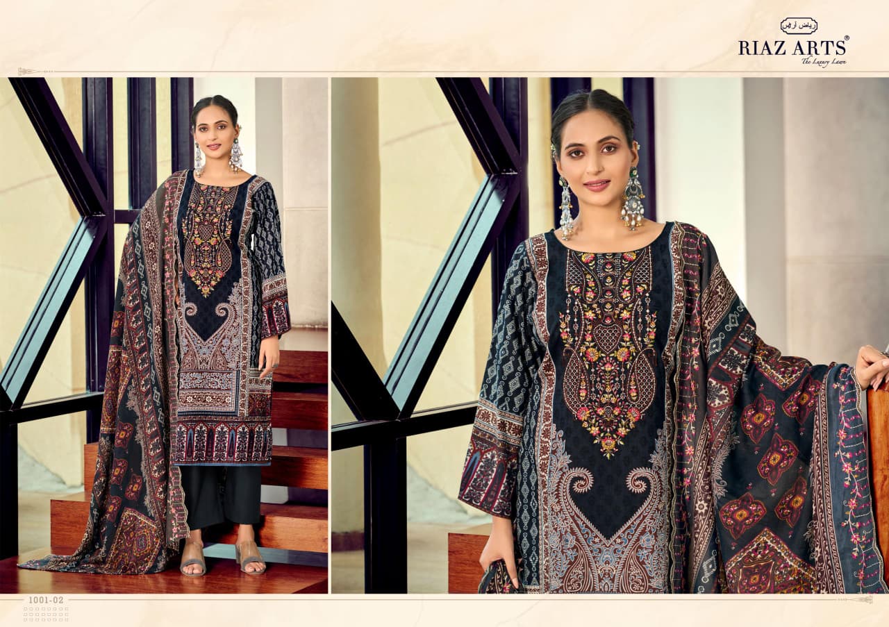Bin Saeed 2904 Riaz Art Cambric Lawn Karachi Salwar Suits Manufacturer India