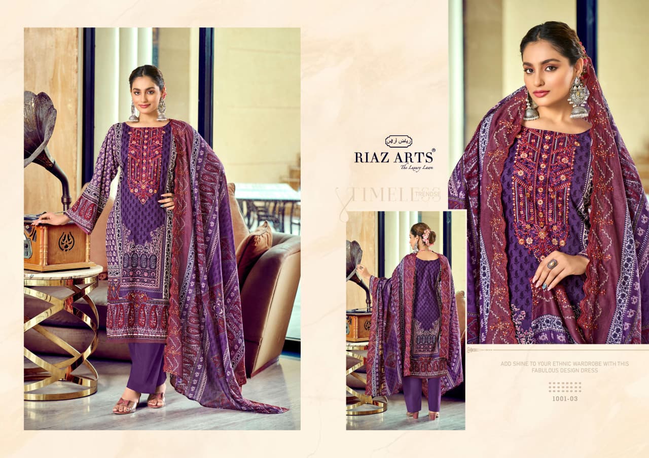 Bin Saeed 2904 Riaz Art Cambric Lawn Karachi Salwar Suits Manufacturer India
