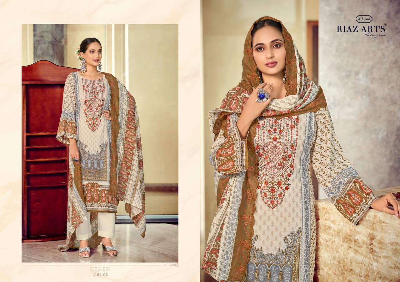 Bin Saeed 2904 Riaz Art Cambric Lawn Karachi Salwar Suits Manufacturer India