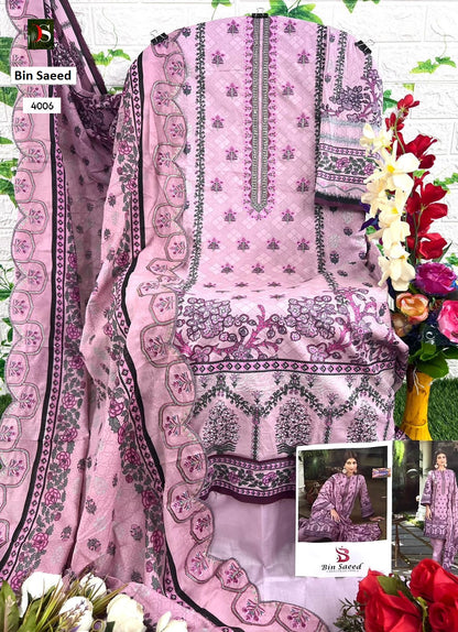 Bin Saeed 4006-4007 Deepsy Pure Cotton Pakistani Salwar Suits Wholesaler Ahmedabad