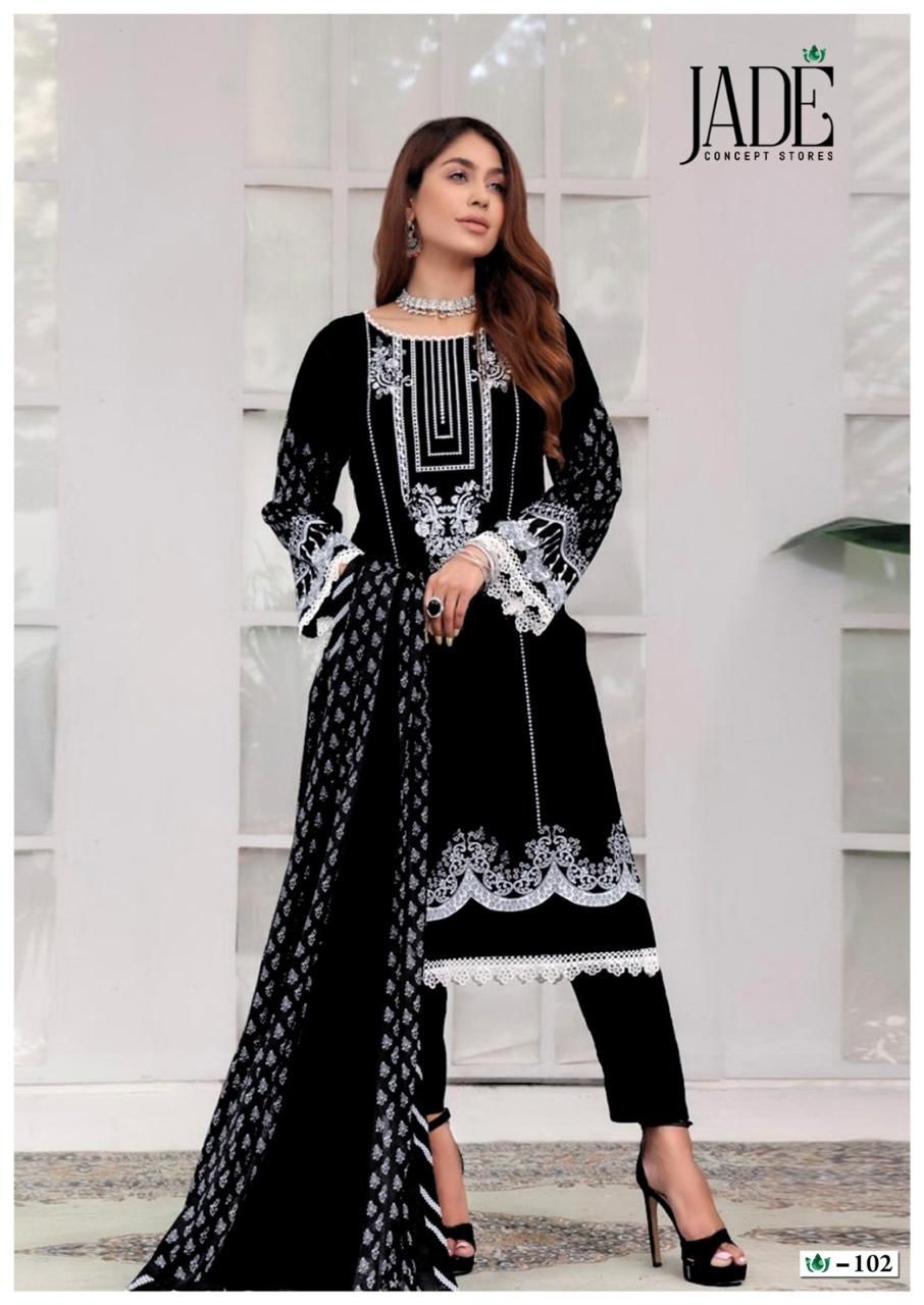 Bin Saeed Black-White Cotton Collection Jade Karachi Salwar Suits Wholesale Price