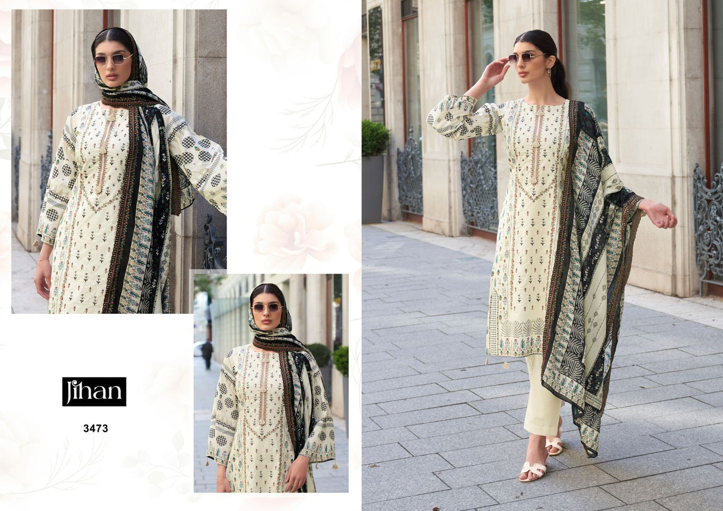 Bin Saeed Black White Collection Vol 1 Jihan Lawn Pakistani Salwar Suits Manufacturer