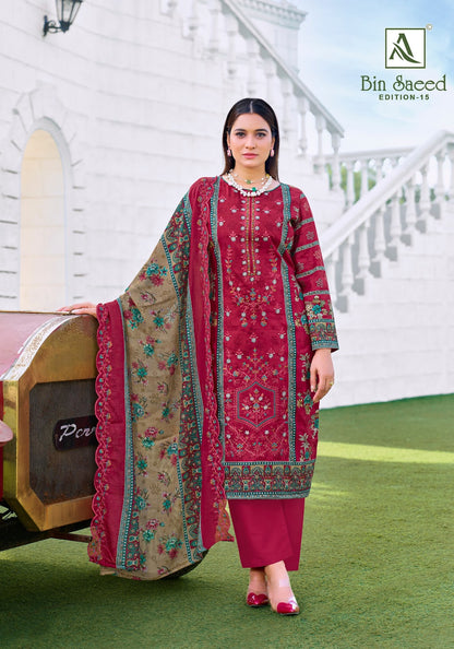 Bin Saeed Edition 15 Alok Cambric Cotton Karachi Salwar Suits Supplier