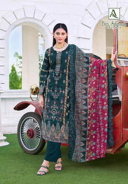 Bin Saeed Edition 15 Alok Cambric Cotton Karachi Salwar Suits Supplier