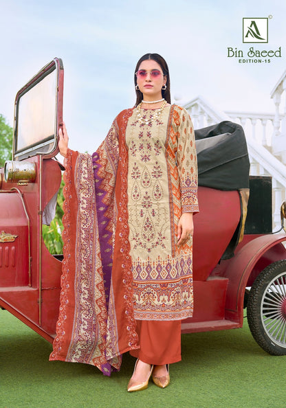 Bin Saeed Edition 15 Alok Cambric Cotton Karachi Salwar Suits Supplier