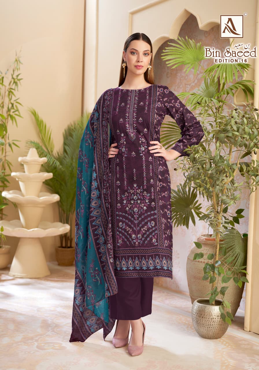 Bin Saeed Edition 16 Alok Cambric Cotton Karachi Salwar Suits Wholesale