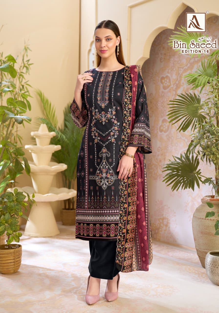 Bin Saeed Edition 16 Alok Cambric Cotton Karachi Salwar Suits Wholesale