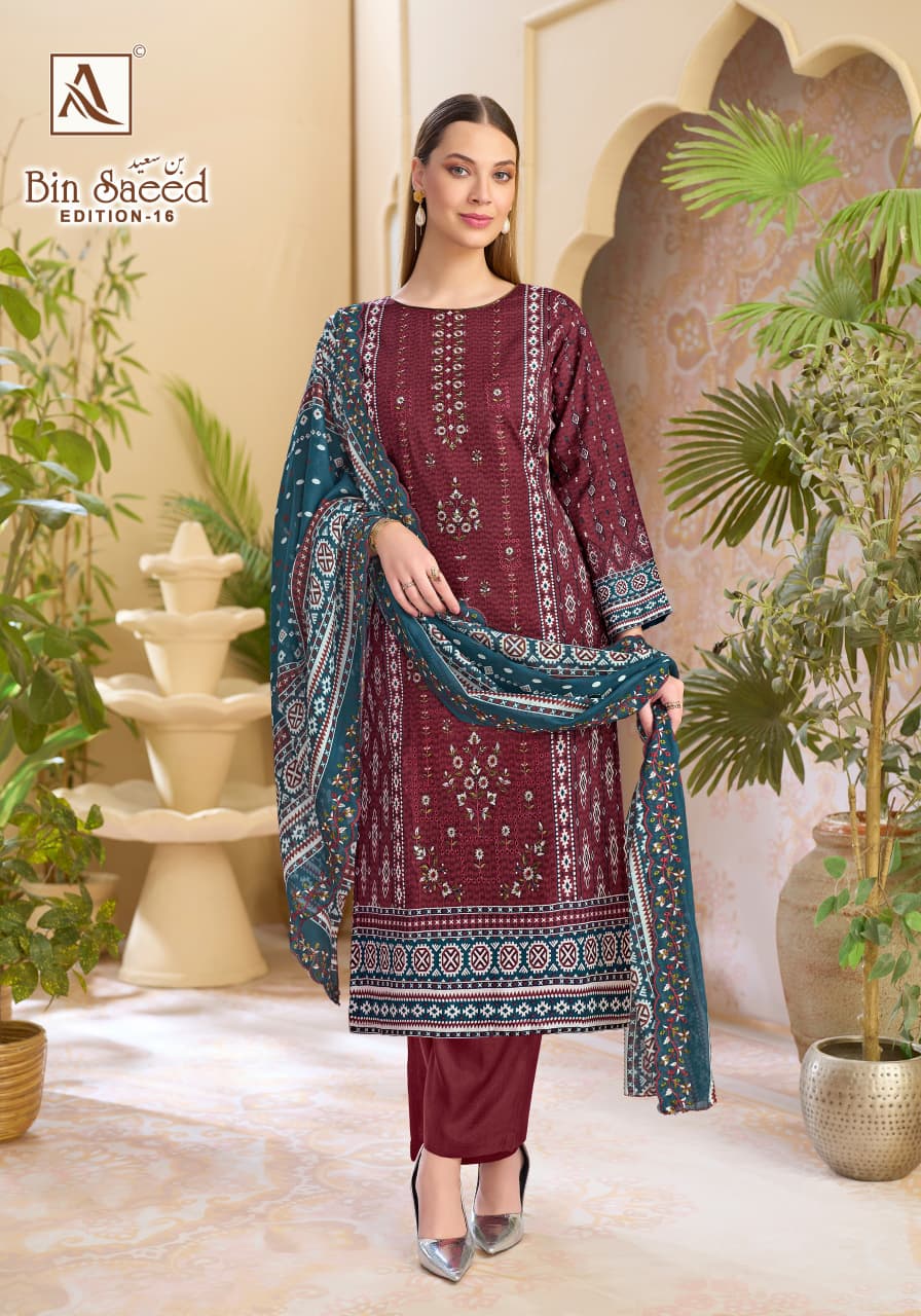 Bin Saeed Edition 16 Alok Cambric Cotton Karachi Salwar Suits Wholesale