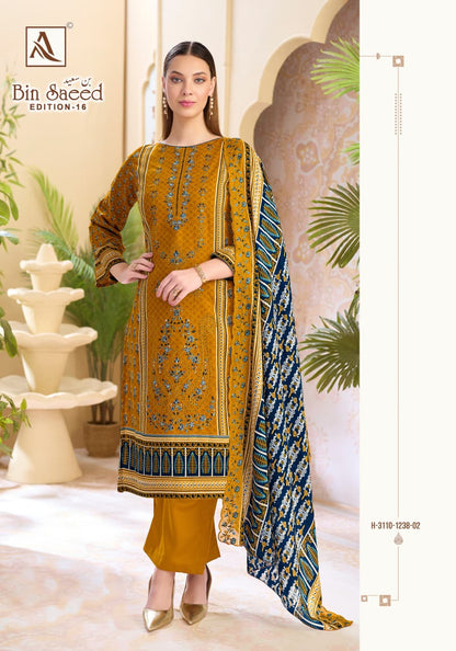 Bin Saeed Edition 16 Alok Cambric Cotton Karachi Salwar Suits Wholesale