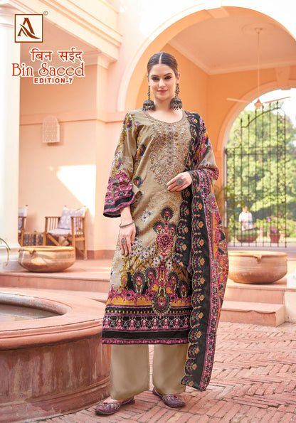 Bin Saeed Edition 7 Alok Cambric Cotton Karachi Salwar Suits Exporter India