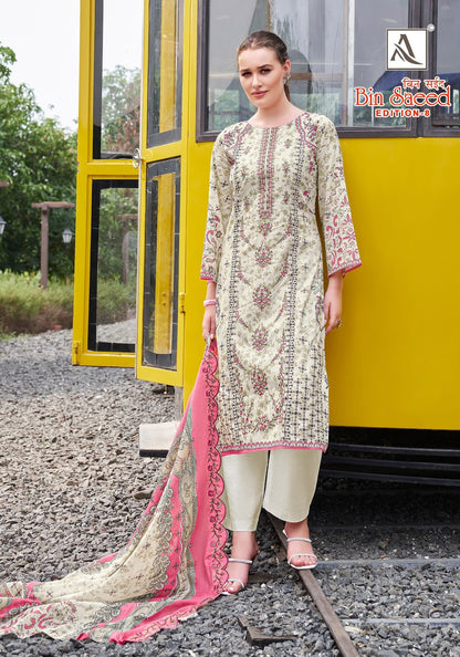 Bin Saeed Edition 8 Alok Cambric Cotton Karachi Salwar Suits Manufacturer