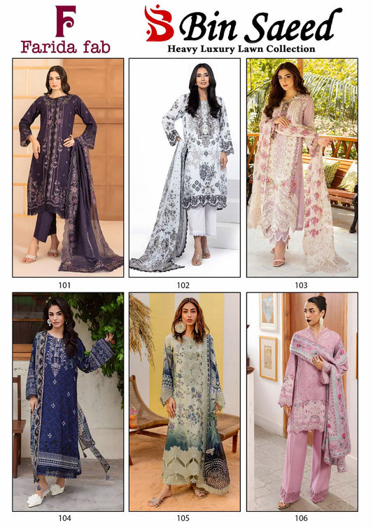 Bin Saeed Farida Fab Mix Cotton Karachi Salwar Suits Wholesaler India