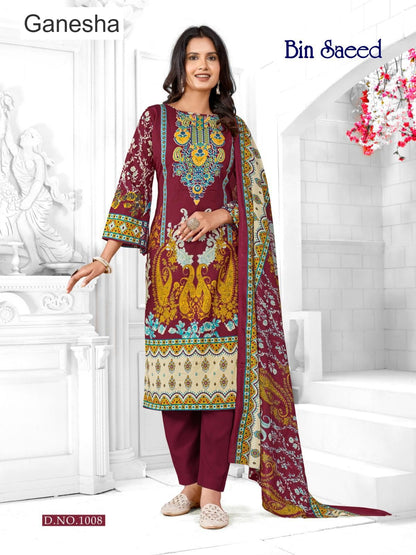 Bin Saeed Ganesha Cotton Karachi Salwar Suits Exporter