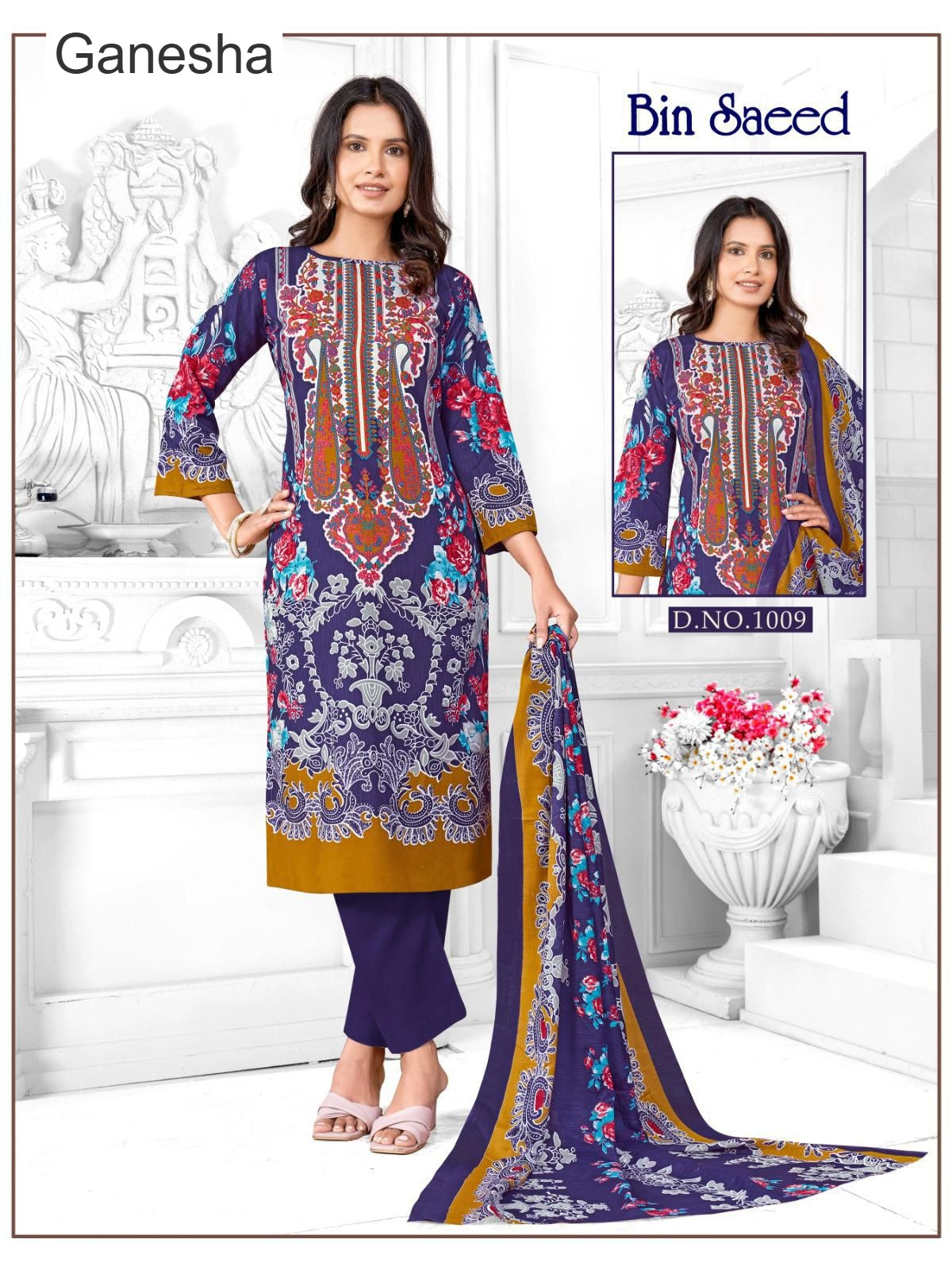 Bin Saeed Ganesha Cotton Karachi Salwar Suits Exporter