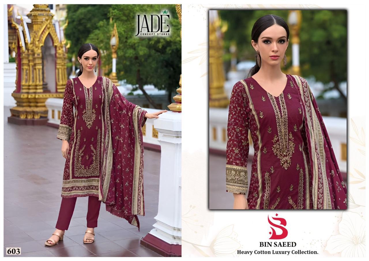 Bin Saeed Heavy Cotton Luxury Collection Vol 6 Jade Lawn Cotton Karachi Salwar Suits Manufacturer India