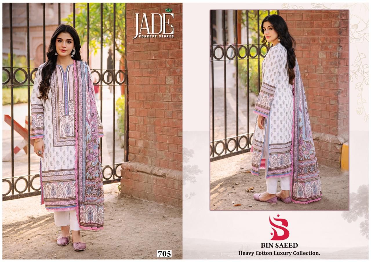 Bin Saeed Heavy Cotton Luxury Collection Vol 7 Jade Lawn Karachi Readymade Suits Exporter