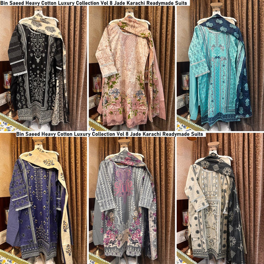 Bin Saeed Heavy Cotton Luxury Collection Vol 8 Jade Karachi Readymade Suits Supplier Ahmedabad