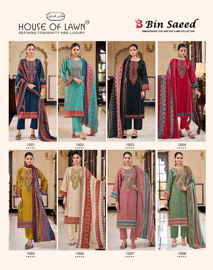 Bin Saeed House Of Lawn Cotton Karachi Salwar Suits Wholesaler India