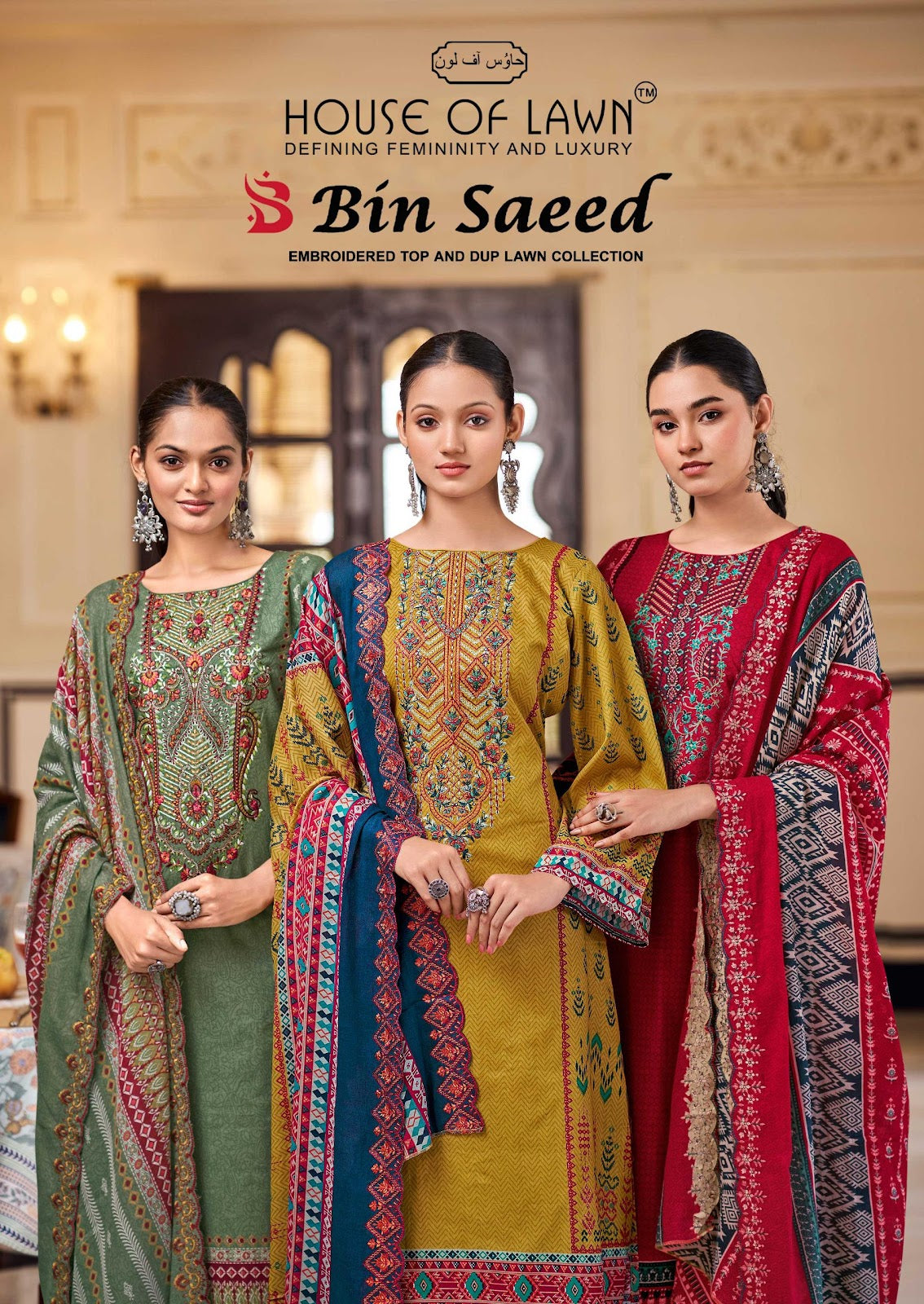 Bin Saeed House Of Lawn Cotton Karachi Salwar Suits Wholesaler India