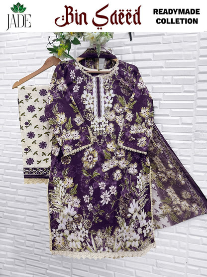 Bin Saeed Jade Farida Fab Lawn Cotton Karachi Readymade Suits Manufacturer Ahmedabad