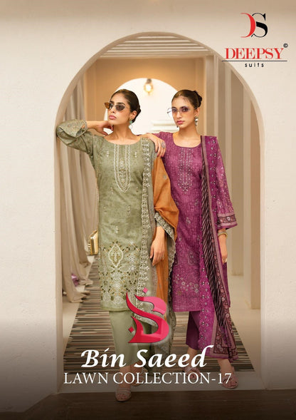 Bin Saeed Lawn Collection Vol 17 Deepsy Pure Cotton Pakistani Salwar Suits Exporter Gujarat