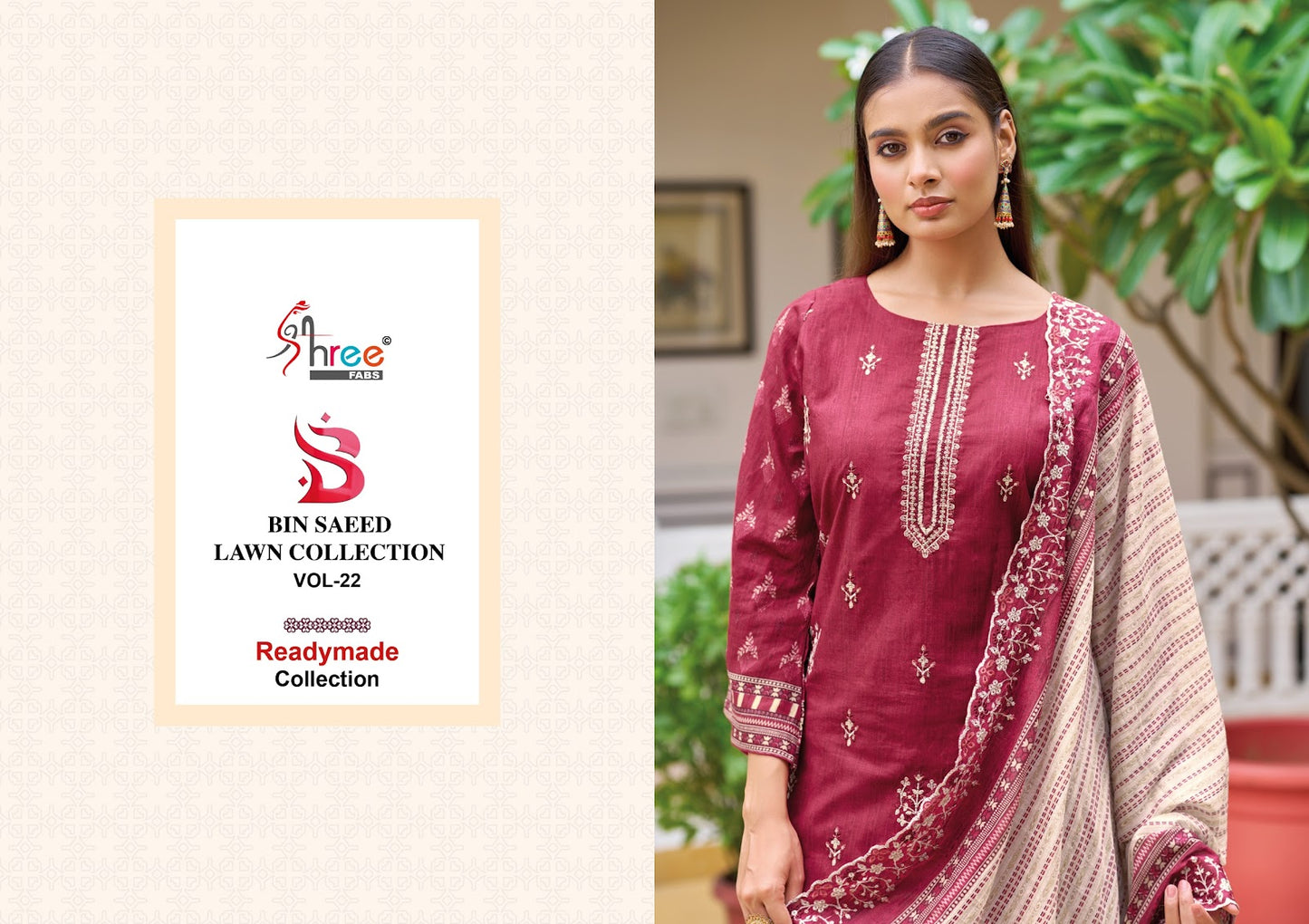 Bin Saeed Lawn Collection Vol 22 Shree Fabs Pure Cotton Pakistani Readymade Suits Supplier